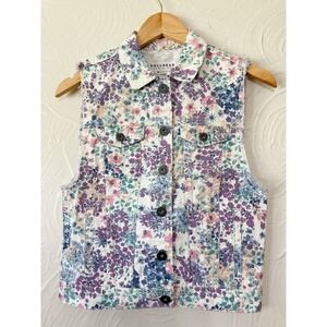 Bullhead Denim From Pacsun Sleeveless Floral Denim Vest Size M Slim Fit New